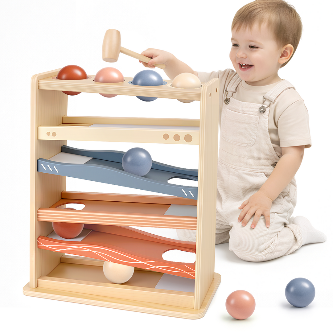 Wooden Rolling Ball Toy for 1–3 Year Olds 
