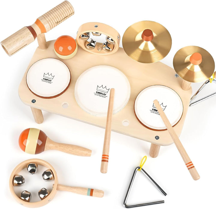 11-in-1 Wooden Kids Drum & Musical Activity Table – Montessori Music Toys