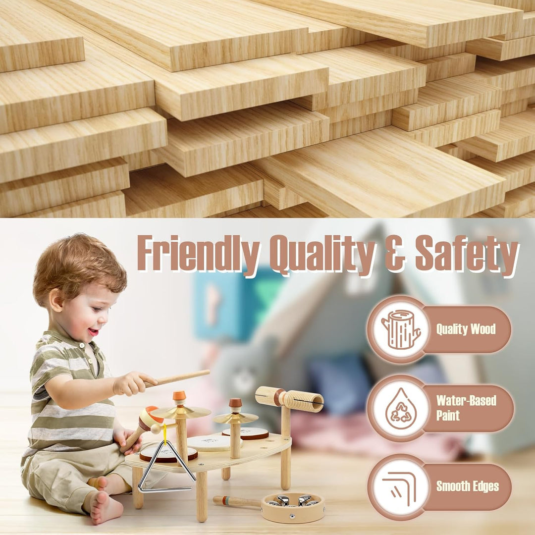 11-in-1 Wooden Kids Drum & Musical Activity Table – Montessori Music Toys