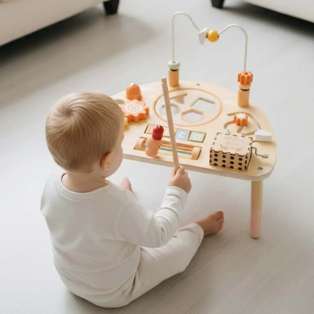 Montessori 8-in-1 Wooden Activity Table for Toddlers 1-3 