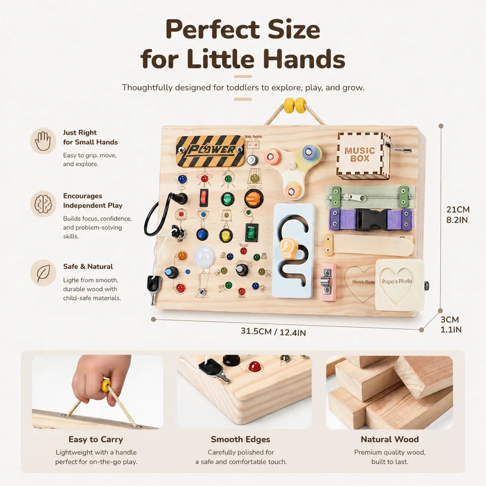 Montessori Busy Board for Early Learning Kids 