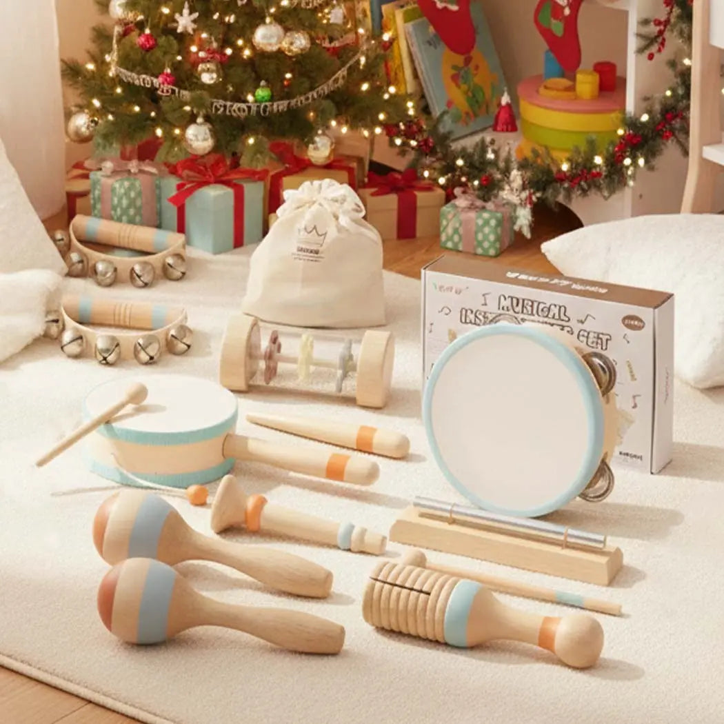 Drums & Bells - Wooden Montessori Instruments for 6M -4YS 