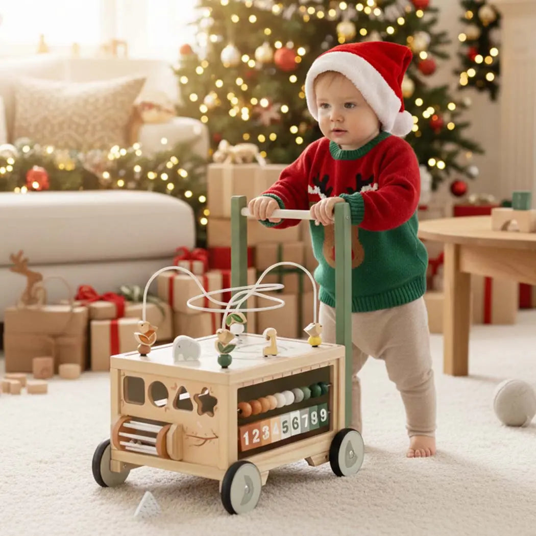 Adjustable Wooden Baby Push Walker for Toddlers 