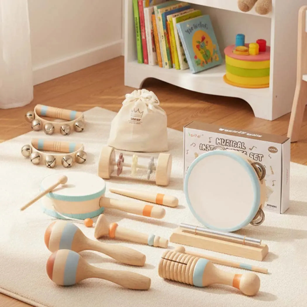 Drums & Bells - Wooden Montessori Instruments for 6M -4YS 