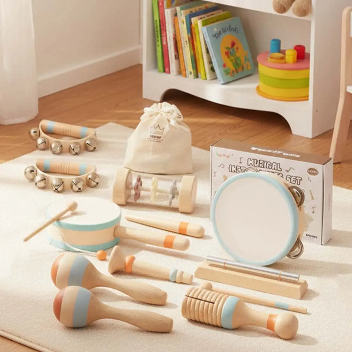 Drums & Bells - Wooden Montessori Instruments for 6M -4YS 