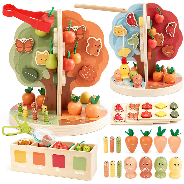 9-in-1 Montessori Sorting &amp; Stacking Apple Tree Toy