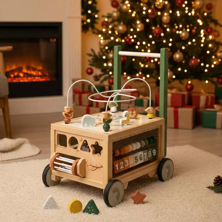 Adjustable Wooden Baby Push Walker for Toddlers 