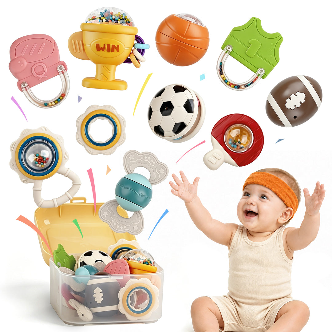 10-Piece Baby Rattles and Teething Toys Set for Newborns 0–6 Months