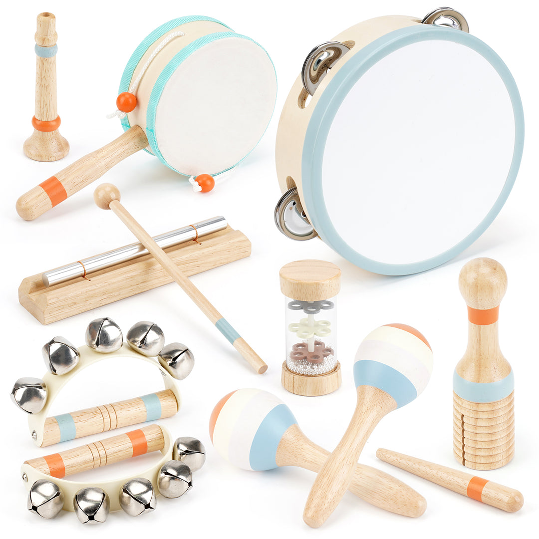 Drums &amp; Bells - Wooden Montessori Instruments for 18M -4YS