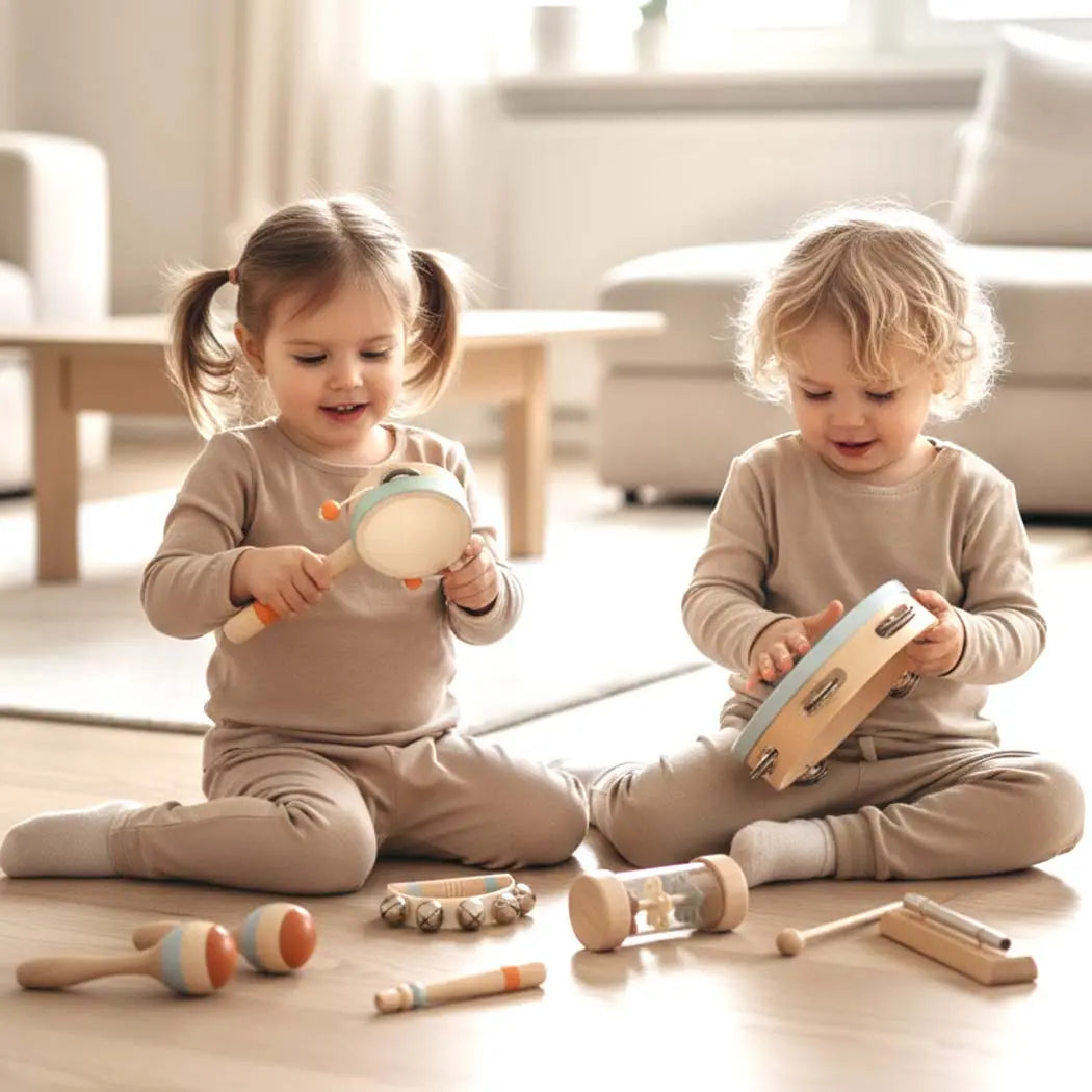 Drums & Bells - Wooden Montessori Instruments for 6M -4YS 