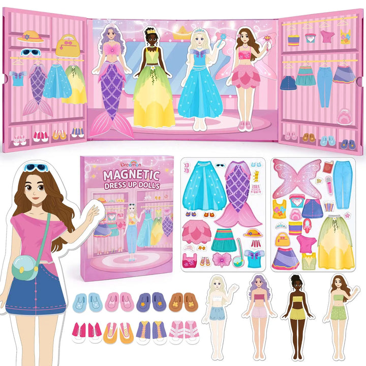 Magnetic Dress Up Dolls Set for Girls – 42PCS Princess &amp; Mermaid Kit 