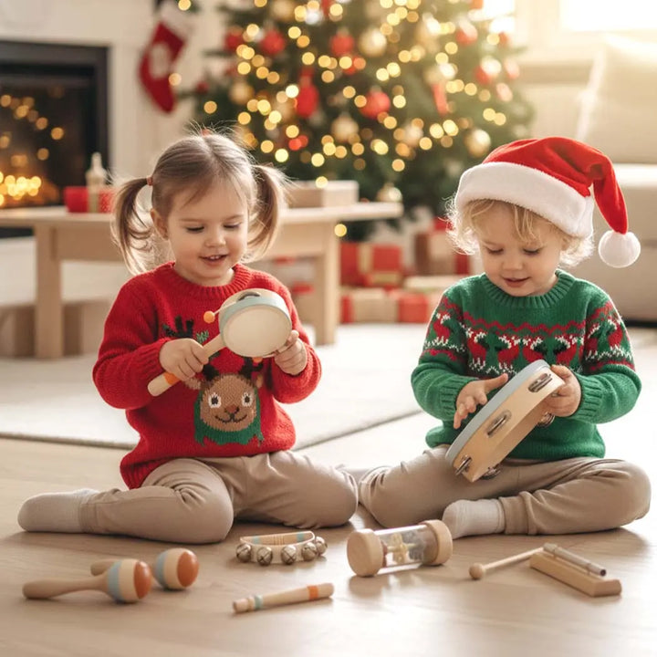 Drums & Bells - Wooden Montessori Instruments for 6M -4YS 