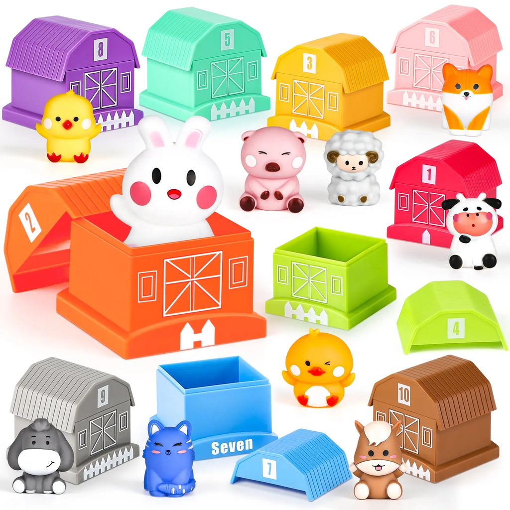 Farm Animal Stacking Toy Finger Puppets Toddlers 1 3