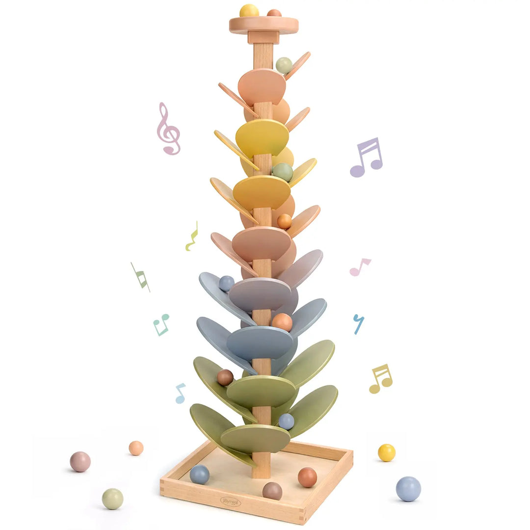 Wooden Marble Run Music Tree for Kids 3-5 | Montessori Ball Drop Toy 
