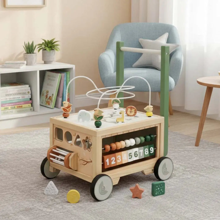 Adjustable Wooden Baby Push Walker for Toddlers 