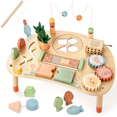 9-in-1 Montessori Wooden Activity Table for Toddlers