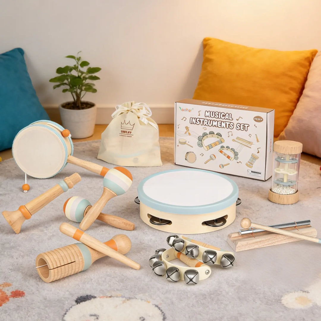 Drums & Bells - Wooden Montessori Instruments for 6M -4YS 