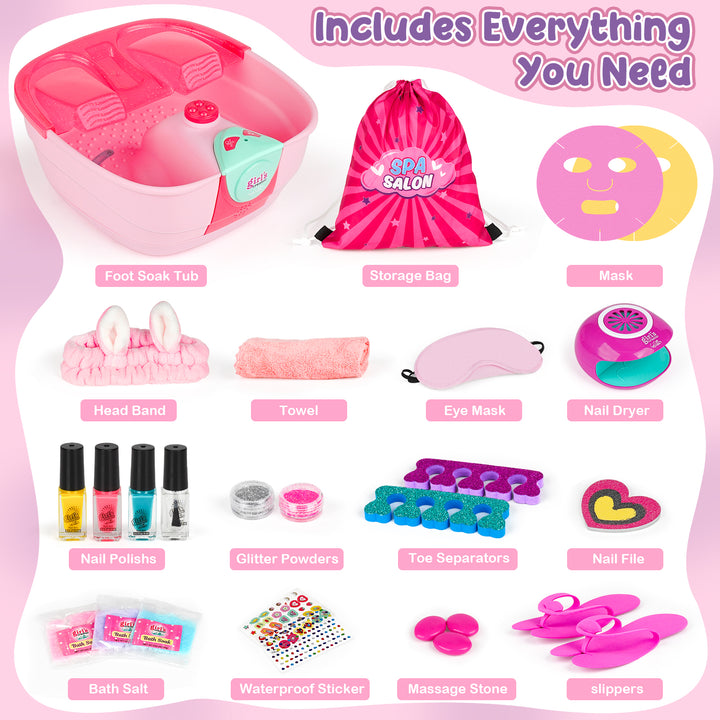 Kids Foot Spa &amp; Nail Kit for Girls Ages 6–12
