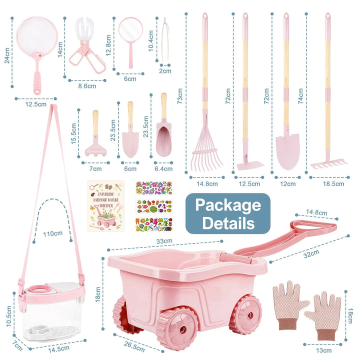 2-in-1 Kids Gardening &amp; Bug Catcher Kit – with Wheelbarrow &amp; Bug House 