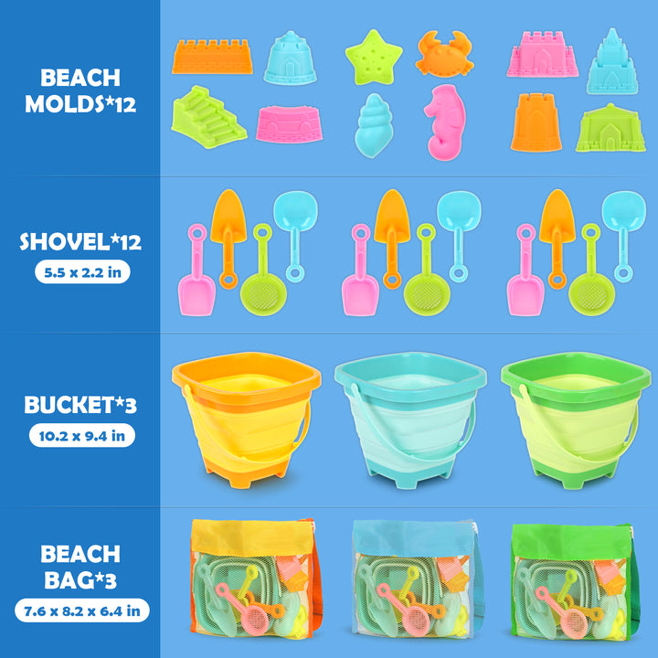 30PCS Collapsible Beach Toys Set for Kids Ages 3–10