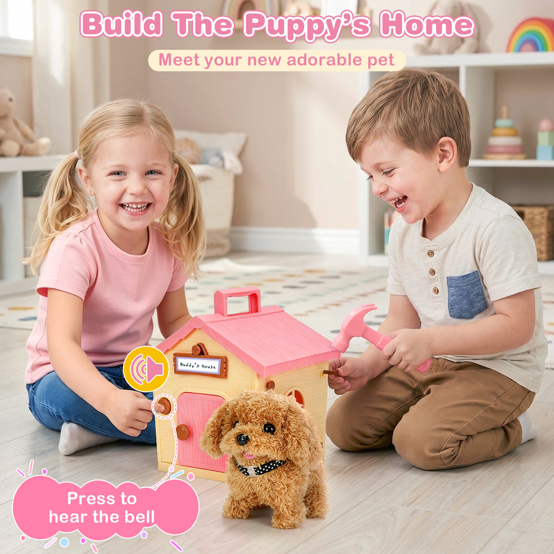 18-Piece Walking Robot Puppy Toy with Dog House &amp; Leash