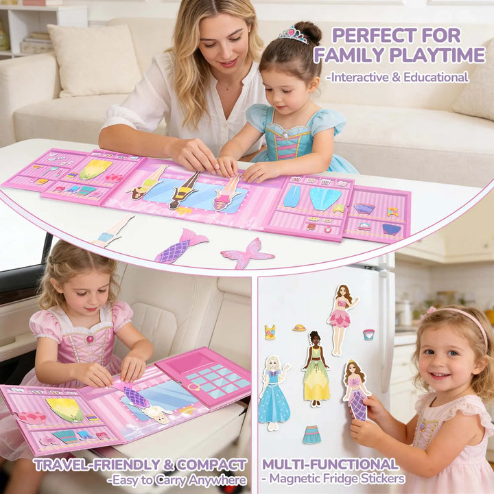 Magnetic Dress Up Dolls Set for Girls – 42PCS Princess &amp; Mermaid Kit 