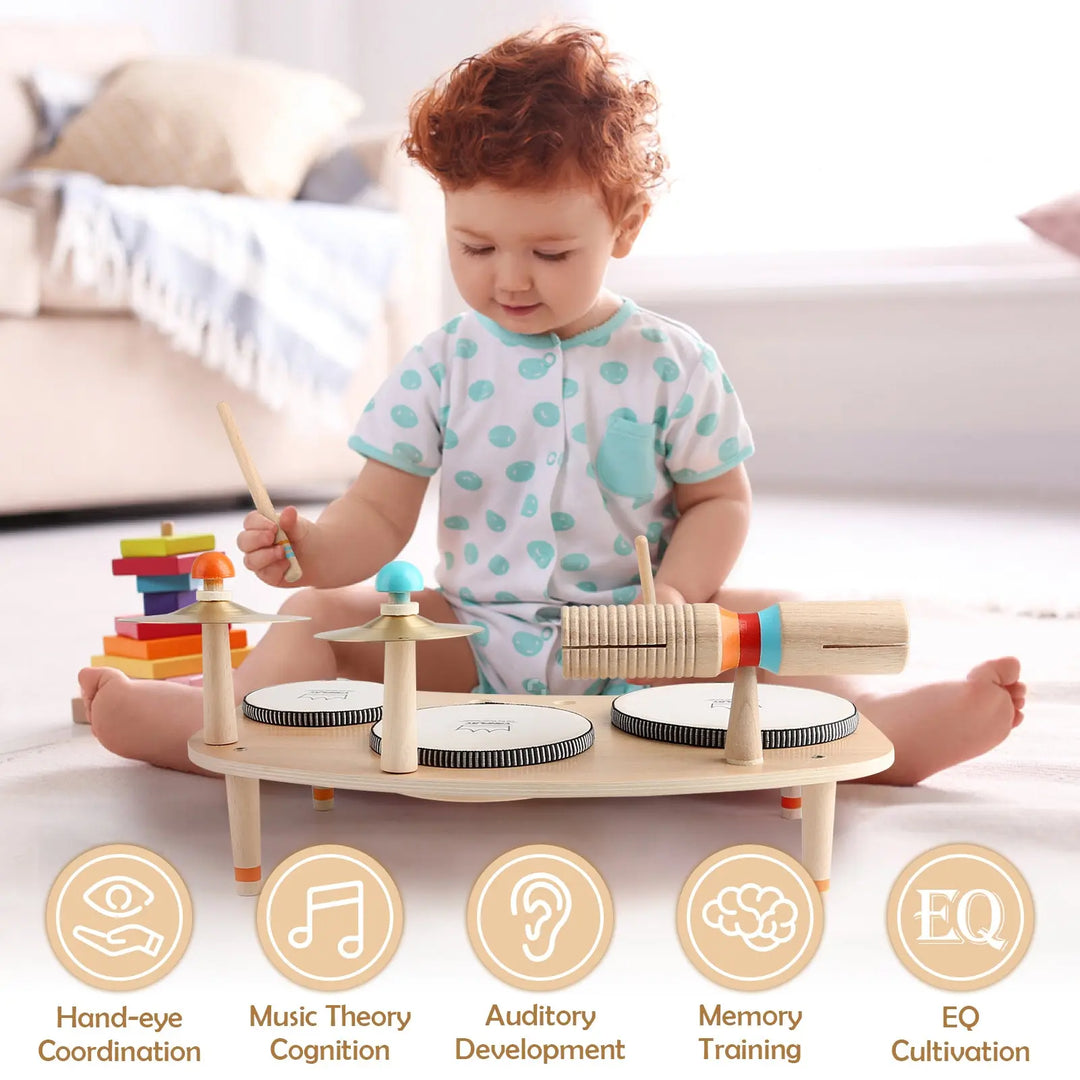 Little Beat Makers – 8-in-1 Wooden Music Table & Drum Set 