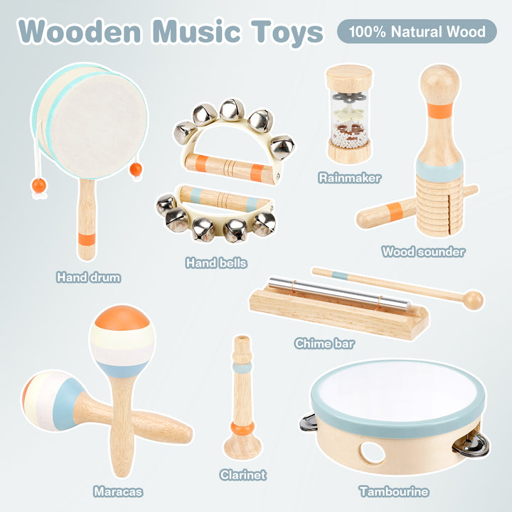 Drums &amp; Bells - Wooden Montessori Instruments for 18M -4YS
