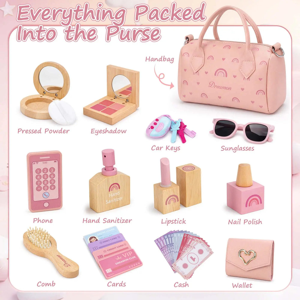 30PCS Play Purse for Little Girls | Pretend Makeup & Accessories Set 