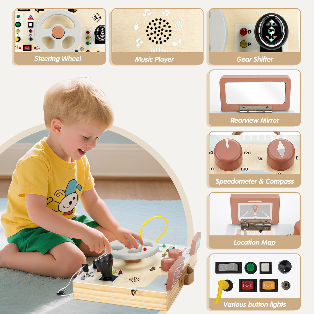 Joyreal Busy Board - Steering Wheel with Lights & Sounds for Toddlers 1-3