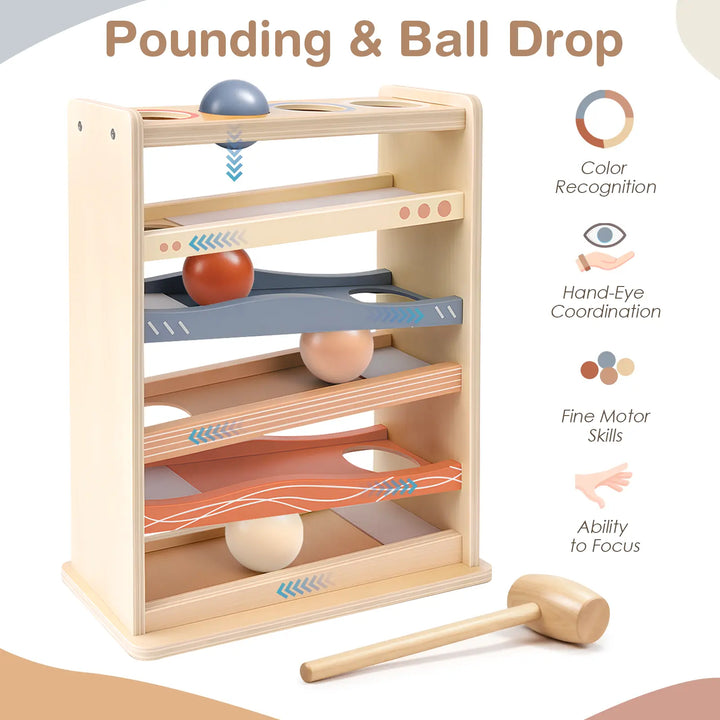 Wooden Rolling Ball Toy for 1–3 Year Olds 