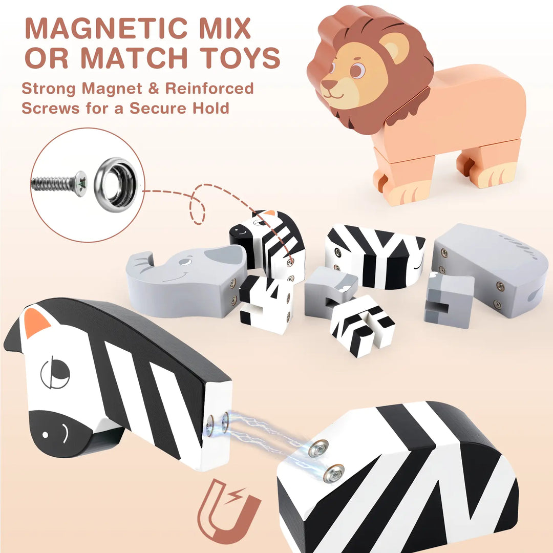 Magnetic mix and match animals toy for toddlers 