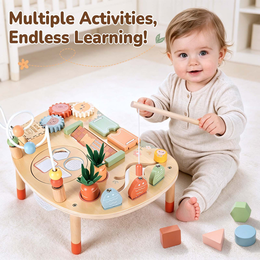 9-in-1 Montessori Wooden Activity Table for Toddlers