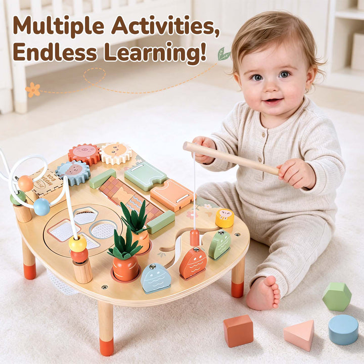9-in-1 Montessori Wooden Activity Table for Toddlers