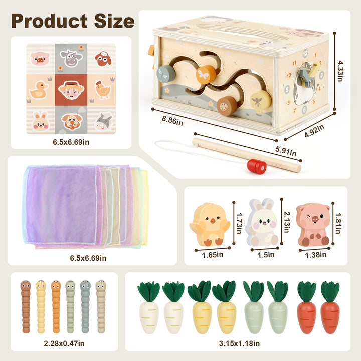 Joyreal 8-in-1 Montessori Wooden Cube – Sensory Learning Toy for Toddlers