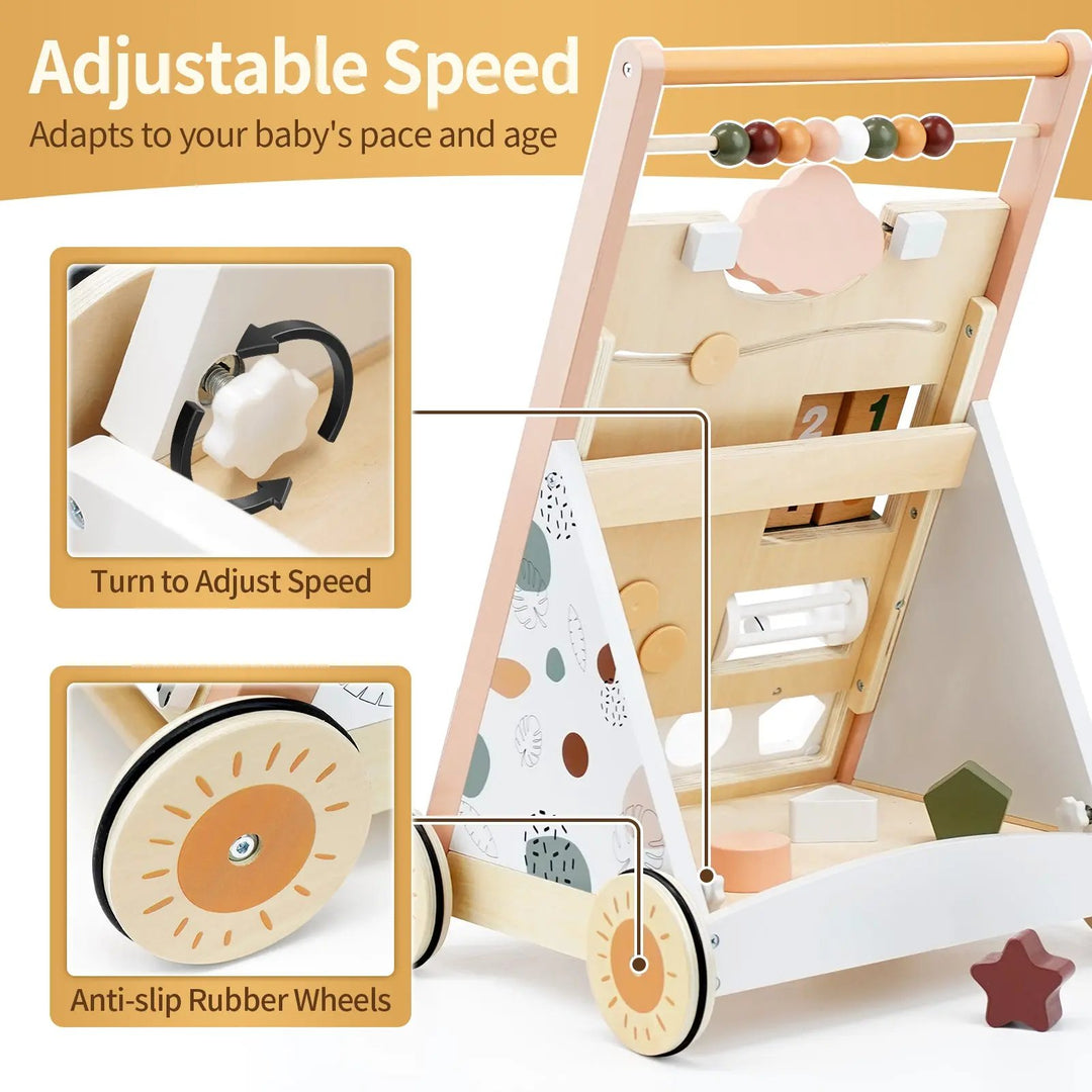 Adjustable Speed Wooden Baby Walker for Toddlers 