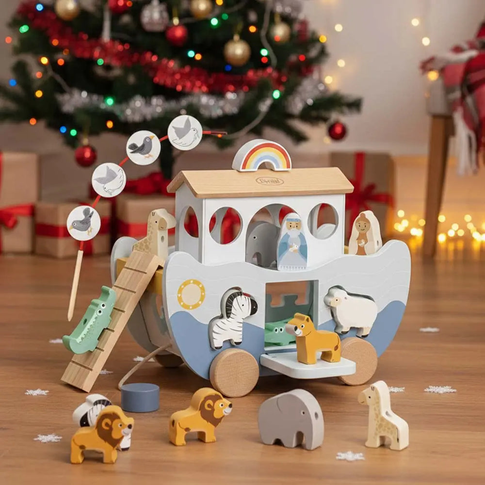Wooden Noah's Ark Toy for Montessori Learning 