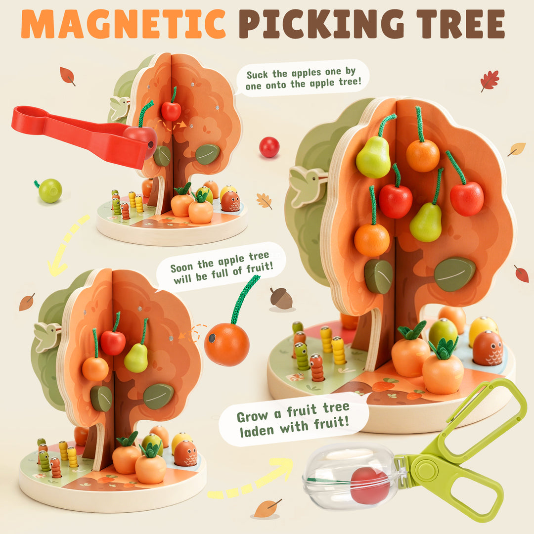 9-in-1 Montessori Sorting &amp; Stacking Apple Tree Toy