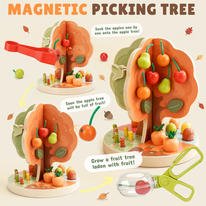 9-in-1 Montessori Sorting &amp; Stacking Apple Tree Toy