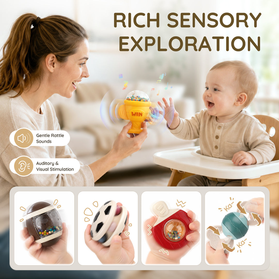 10-Piece Baby Rattles and Teething Toys Set for Newborns 0–6 Months