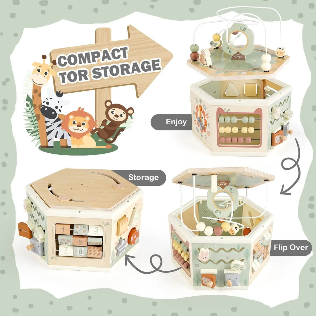 Wooden Activity Cube 11-in-1 Montessori Toys for 18M - 4YS 