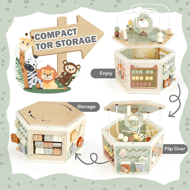 Wooden Activity Cube 11-in-1 Montessori Toys for 18M - 4YS 