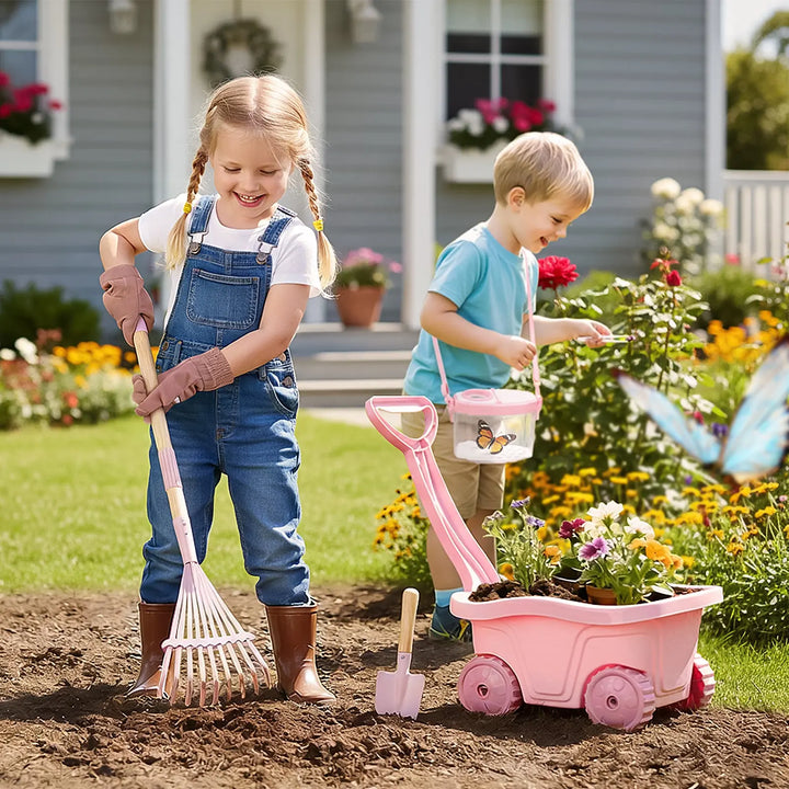2-in-1 Kids Gardening &amp; Bug Catcher Kit – with Wheelbarrow &amp; Bug House 