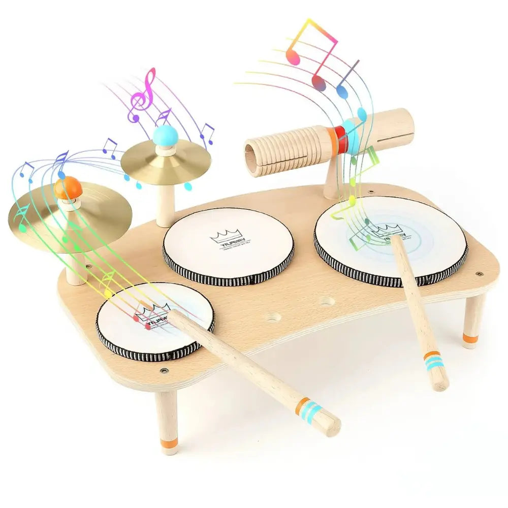 Little Beat Makers - Montessori Wooden Music Table 8-in-1 Drum Set 