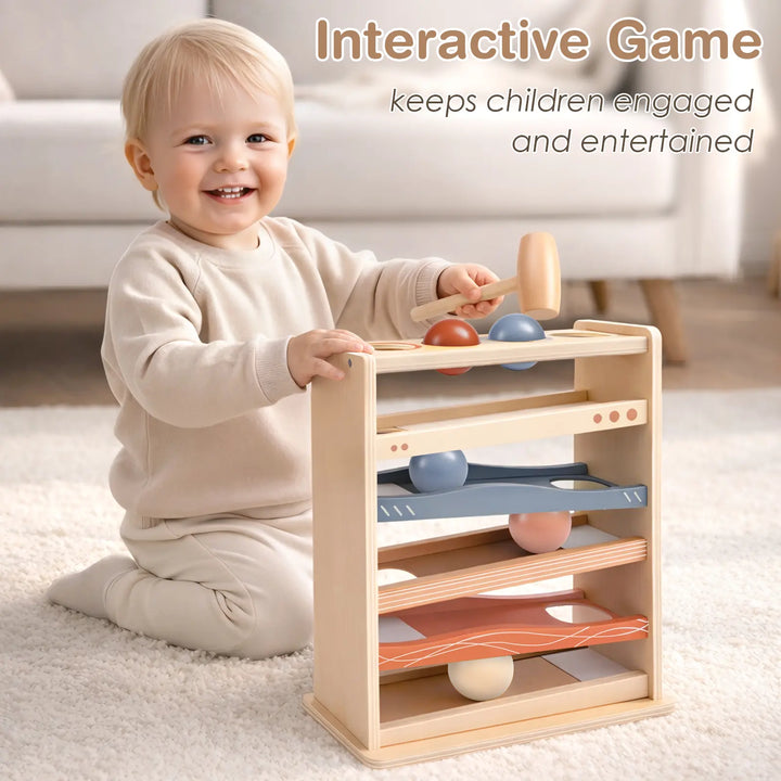 Wooden Rolling Ball Toy for 1–3 Year Olds 