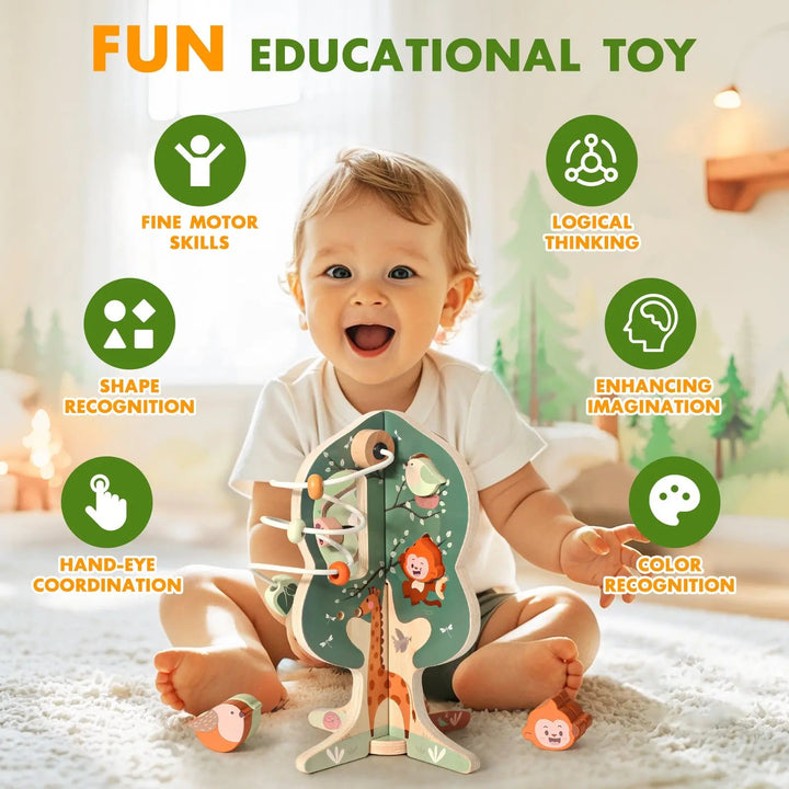 8-in-1 Wooden Activity Cube for 1-3 Year Olds 