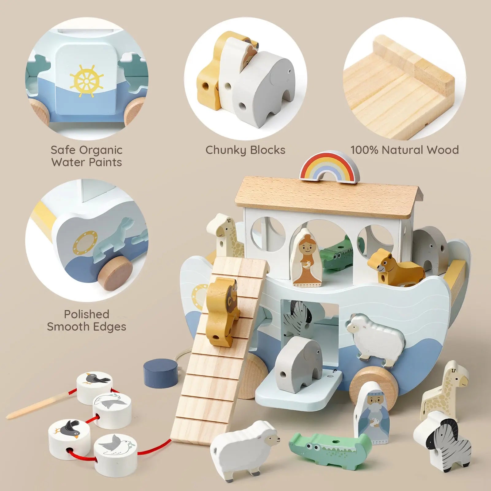 木製マルチ遊具　ノアの木 Wooden Noah's Ark Toy for Montessori Learning - Joyreal