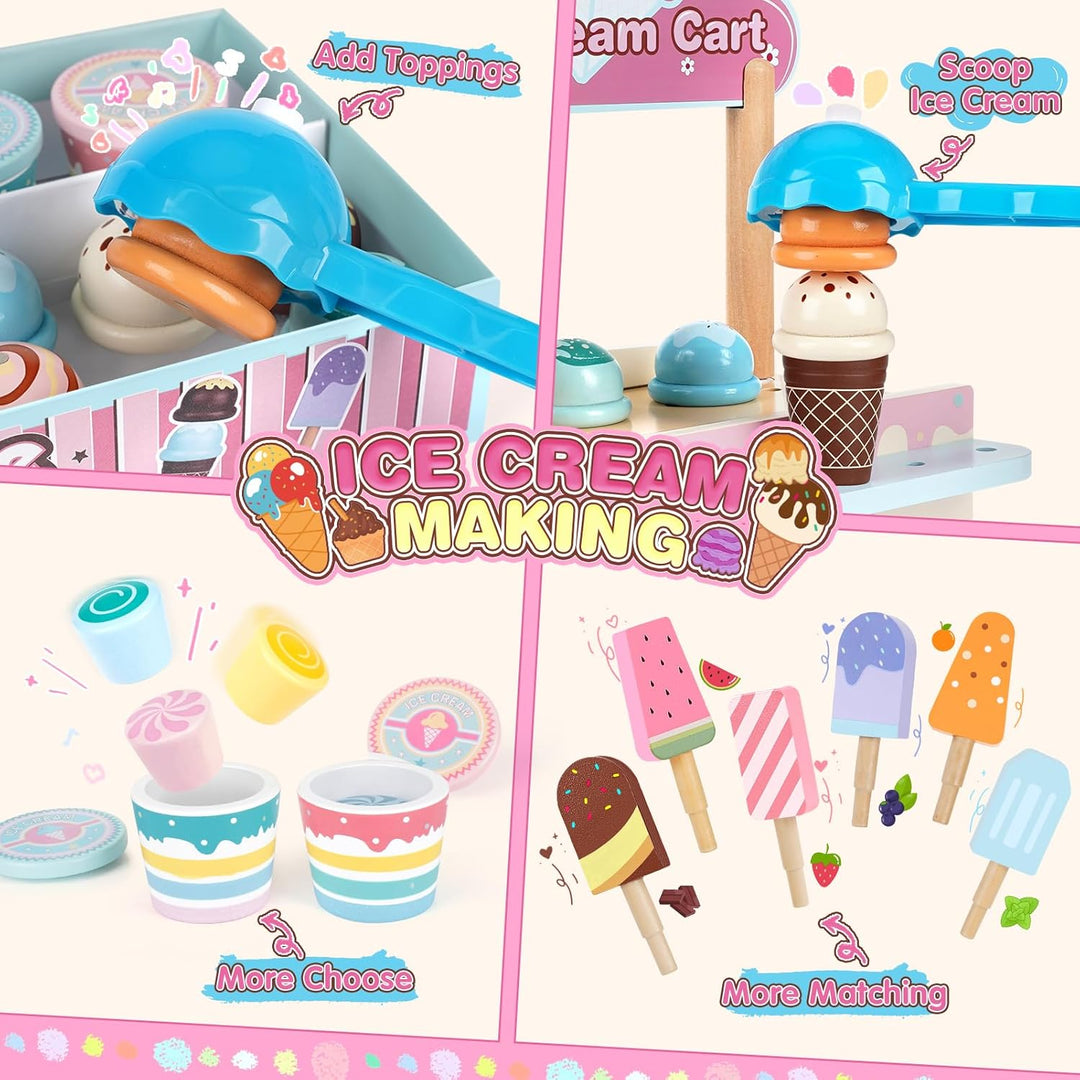 48 PCS Ice Cream Playset for Toddlers Age 3-6