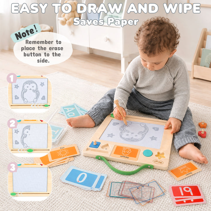 Wooden Letter Tracing Board – Magnetic Alphabet &amp; Numbers