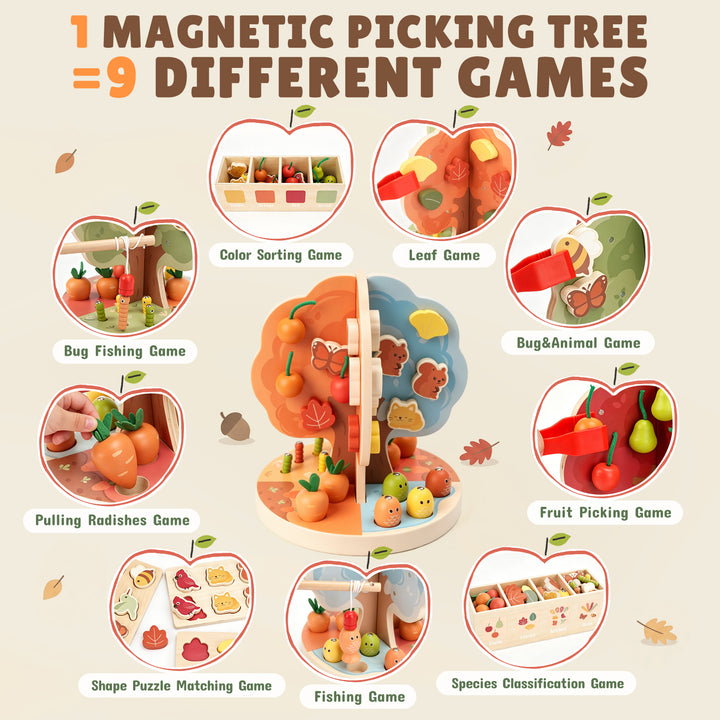 9-in-1 Montessori Sorting &amp; Stacking Apple Tree Toy